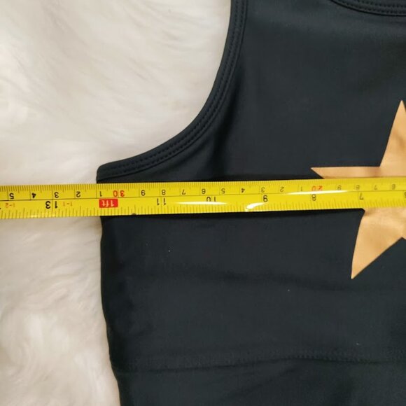 Strut This Stretch Crew Neck Sleeveless Racerback Star Sports Bra Black Small - Picture 5 of 5